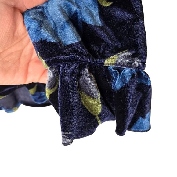 NOTATIONS Navy Blue Velvet Floral Top NWT 2X 0299 - Picture 5 of 12